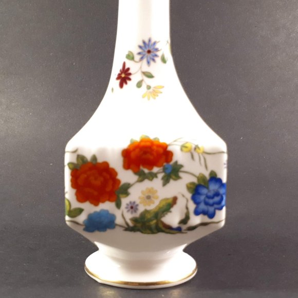 Rare Aynsley bone china floral square bodied bud Vase Famille Rose - Picture 5 of 7